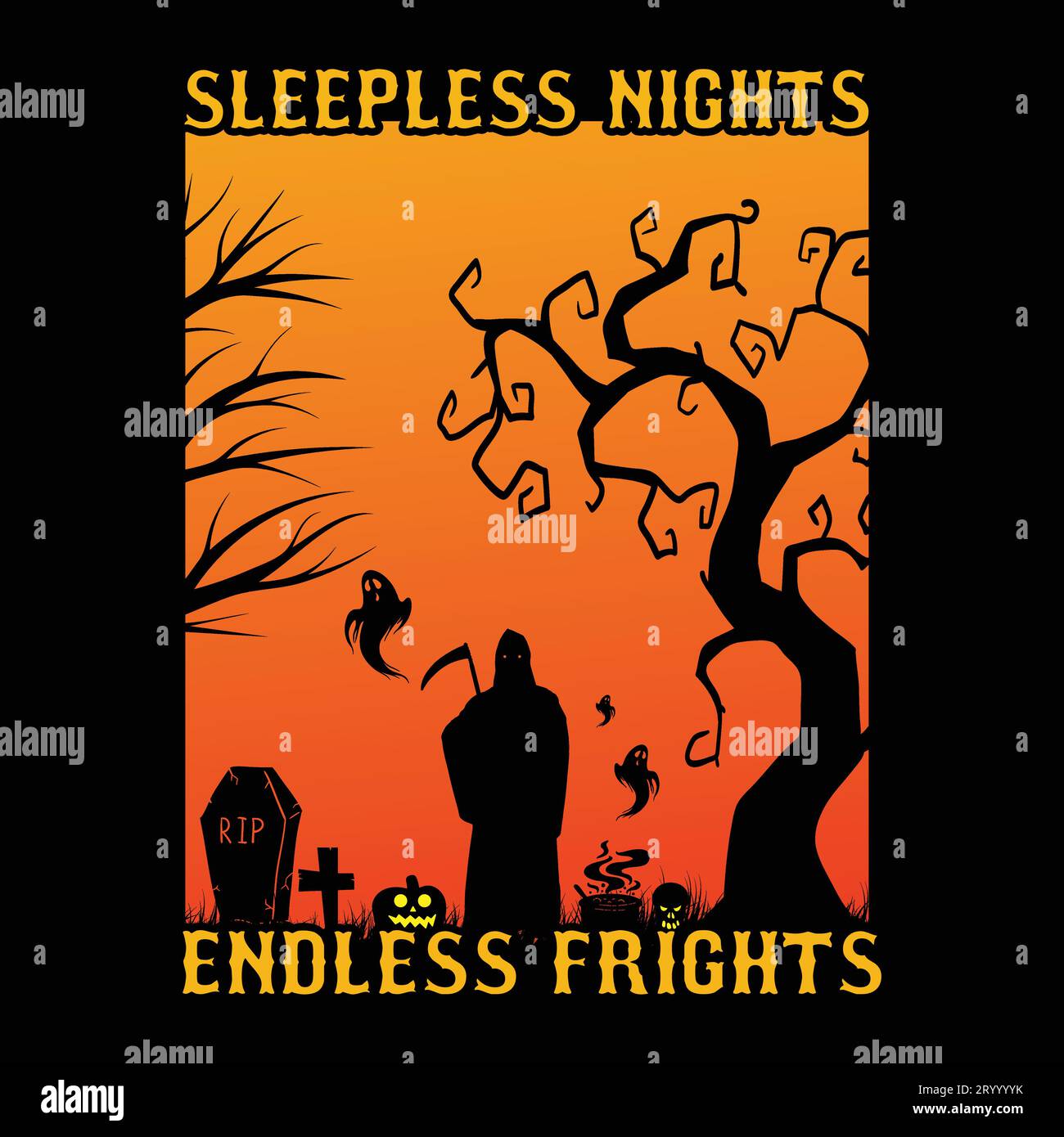 Zauberhafte Halloween-Kreationen: Gruselige und stilvolle Designerfreunde Stock Vektor