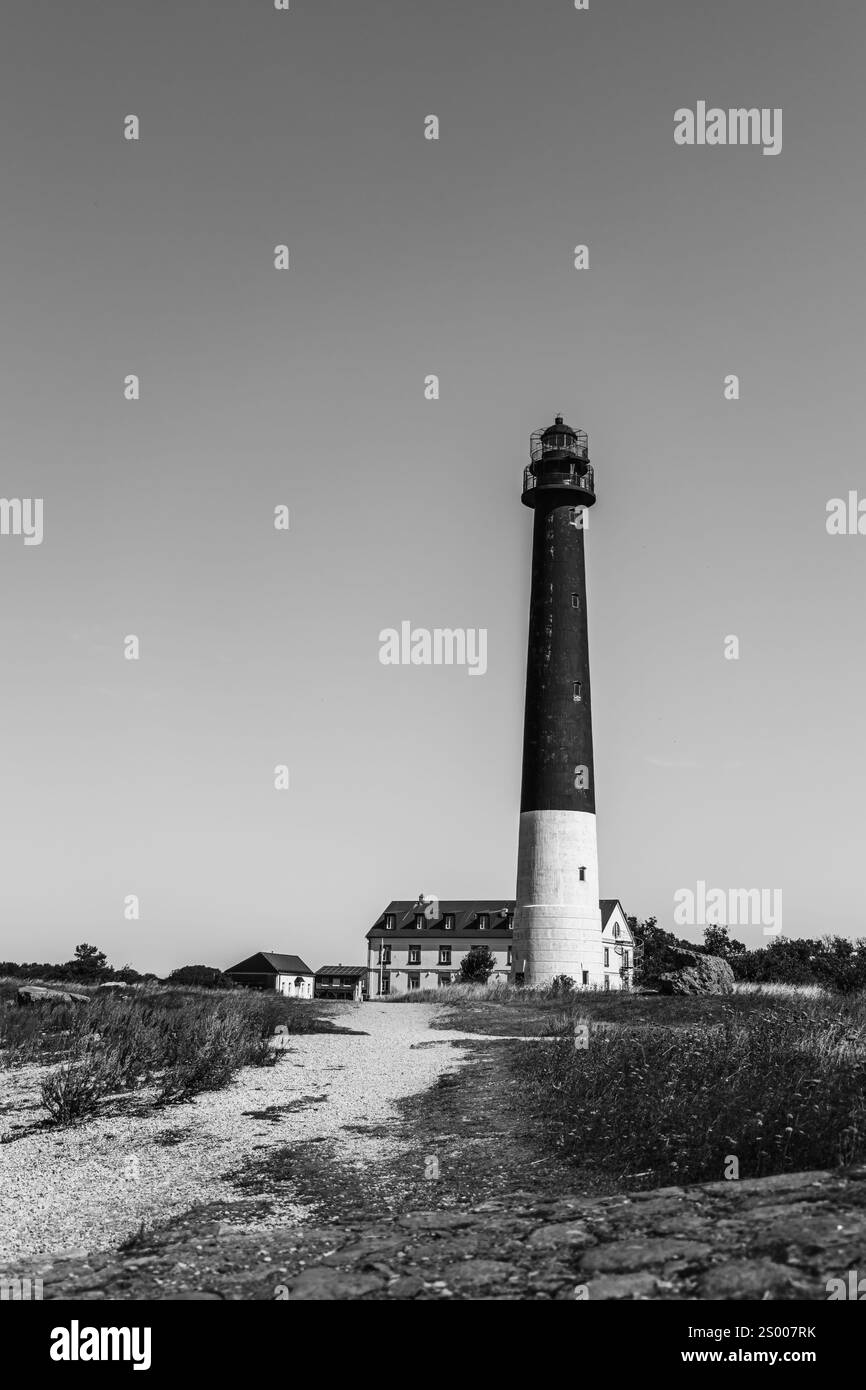 Sorve Peninsula Lighthouse in Schwarzweiß-Fotografie Stockfoto