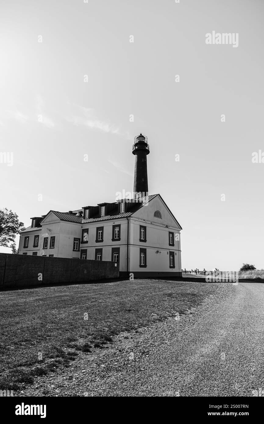 Sorve Peninsula Lighthouse in Schwarzweiß-Fotografie Stockfoto