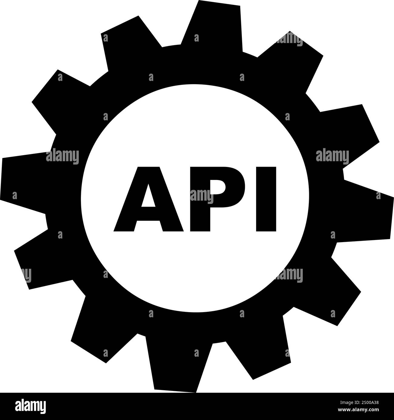 Vektorillustration schwarzes Symbol Zahnrad und Text API Schnittstelle Web-Konzept Stock Vektor