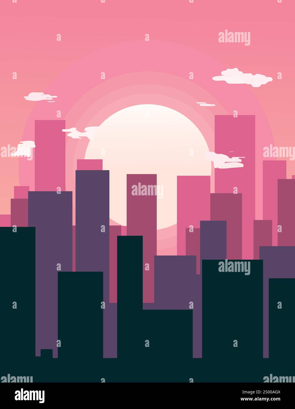 City Illustrator an einem schönen Abend Stock Vektor