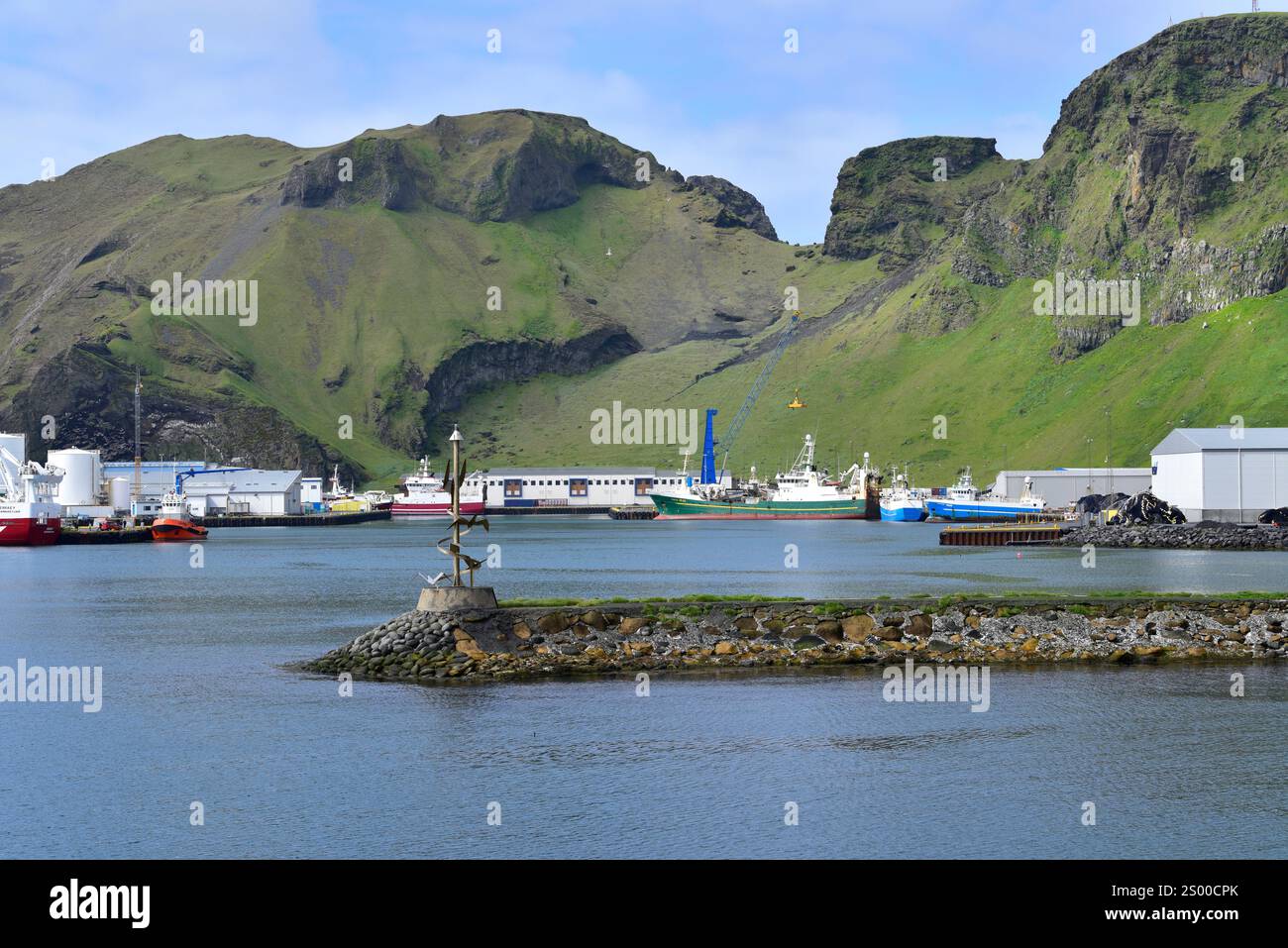 Hafen von Heimaey. Heimaey Island, Vestmannaeyjar Archipel, Island. Stockfoto