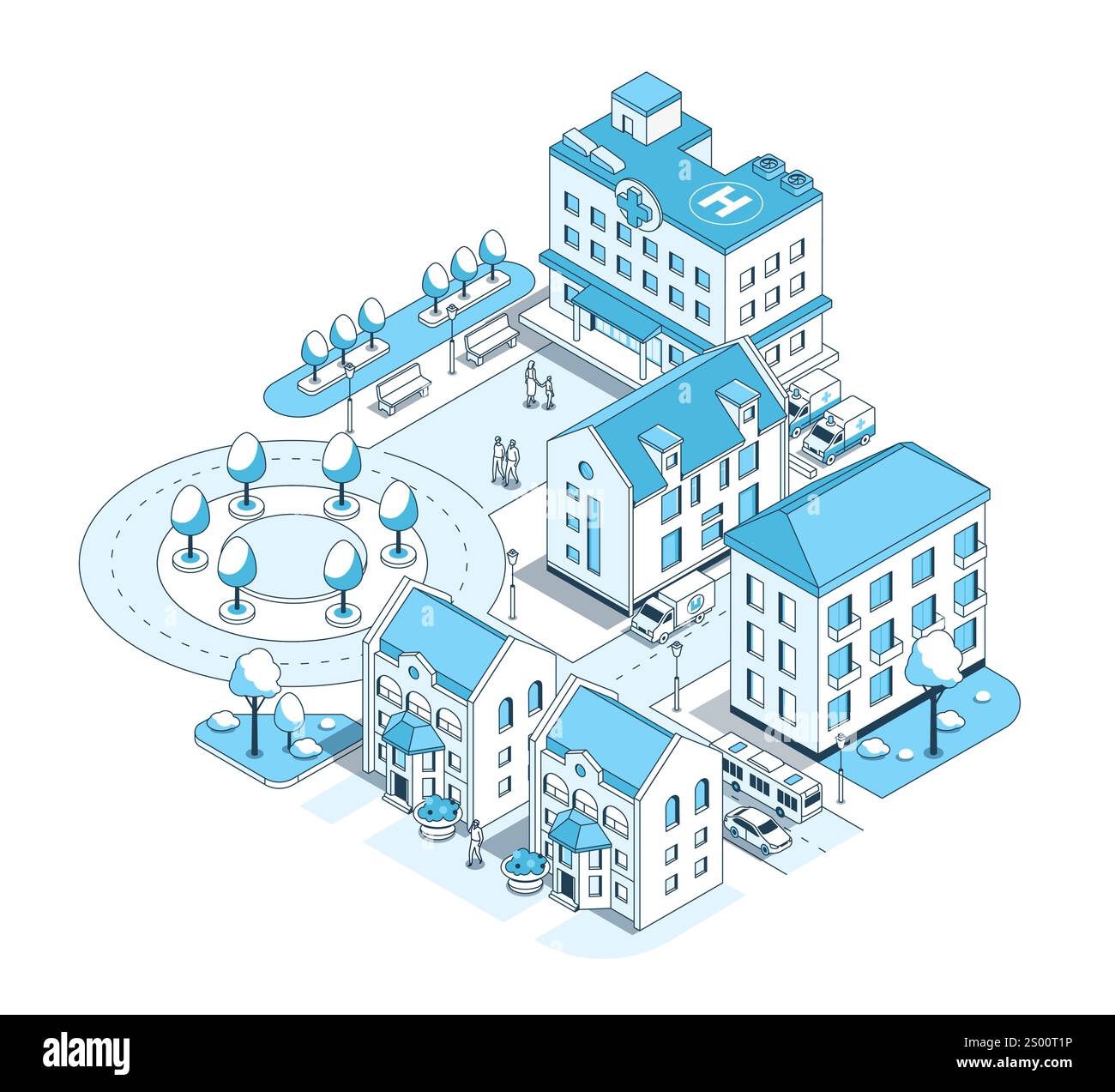 Stadtkrankenhaus - Moderne Vektor-isometrische Illustration Stock Vektor