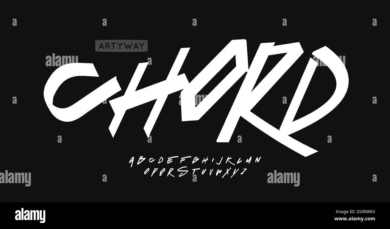 Dynamische Typografie für urbane Logos, kreative geometrische Graffiti-Headline, jugendliches Street-Design, ausdrucksstarker moderner Stil. Schriftart Street Fashion Stock Vektor