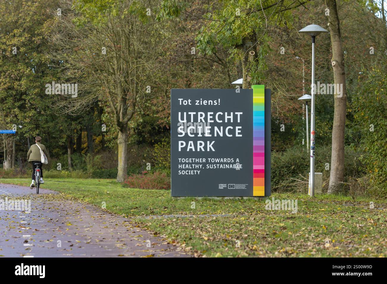 Utrecht, Niederlande 26. Oktober 2024. Schild Utrecht Science Park. Abgesehen von den juristischen, geisteswissenschaftlichen und universitären Fakultäten Utrecht, consi Stockfoto