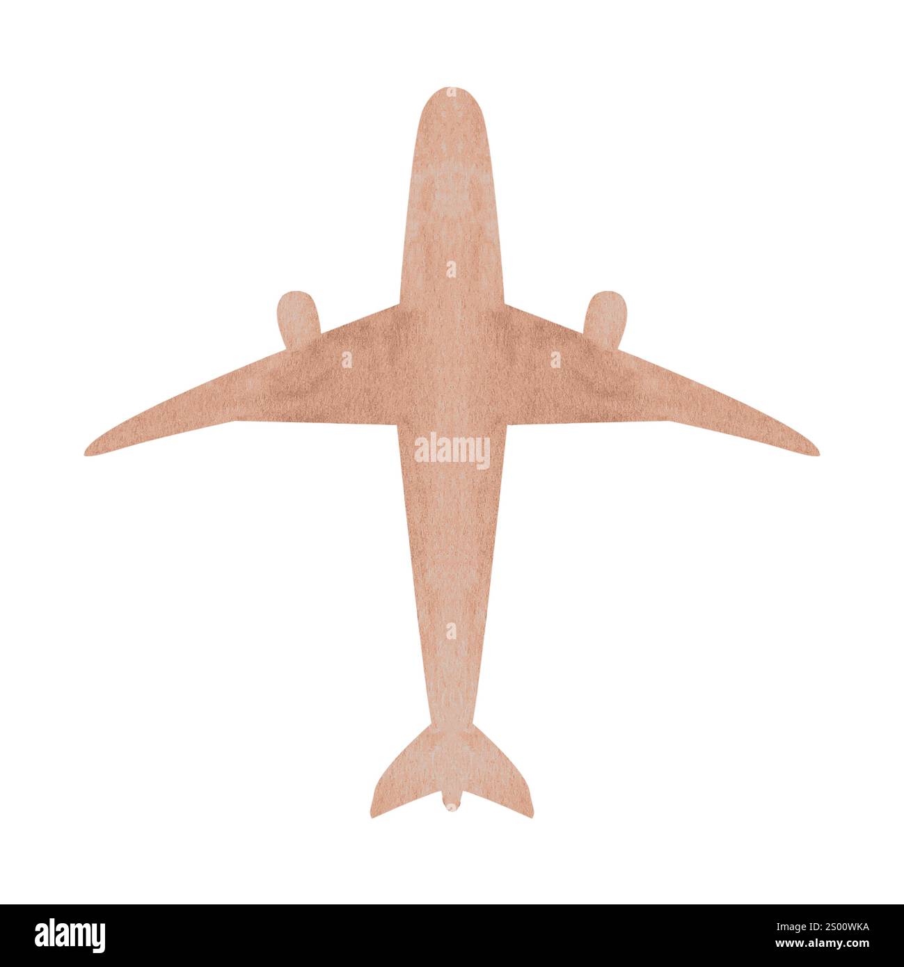 Flugzeugsilhouette isoliert auf weißem Hintergrund. Hochwertige Flugzeug Aquarell Illustration für Karten, Poster, Aufkleber, Dekor und Design Stockfoto