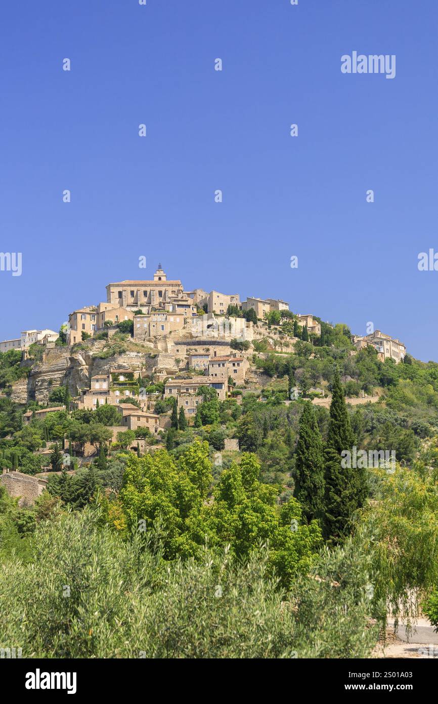 Blick auf Gordes, Provence, Frankreich, Europa Stockfoto