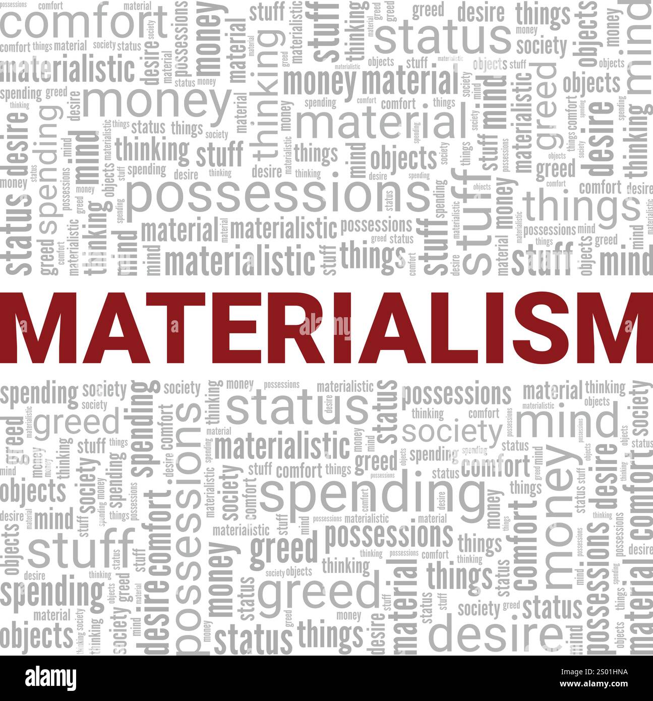 Materialismus Wortwolke konzeptuelles Design isoliert auf weißem Hintergrund. Stock Vektor