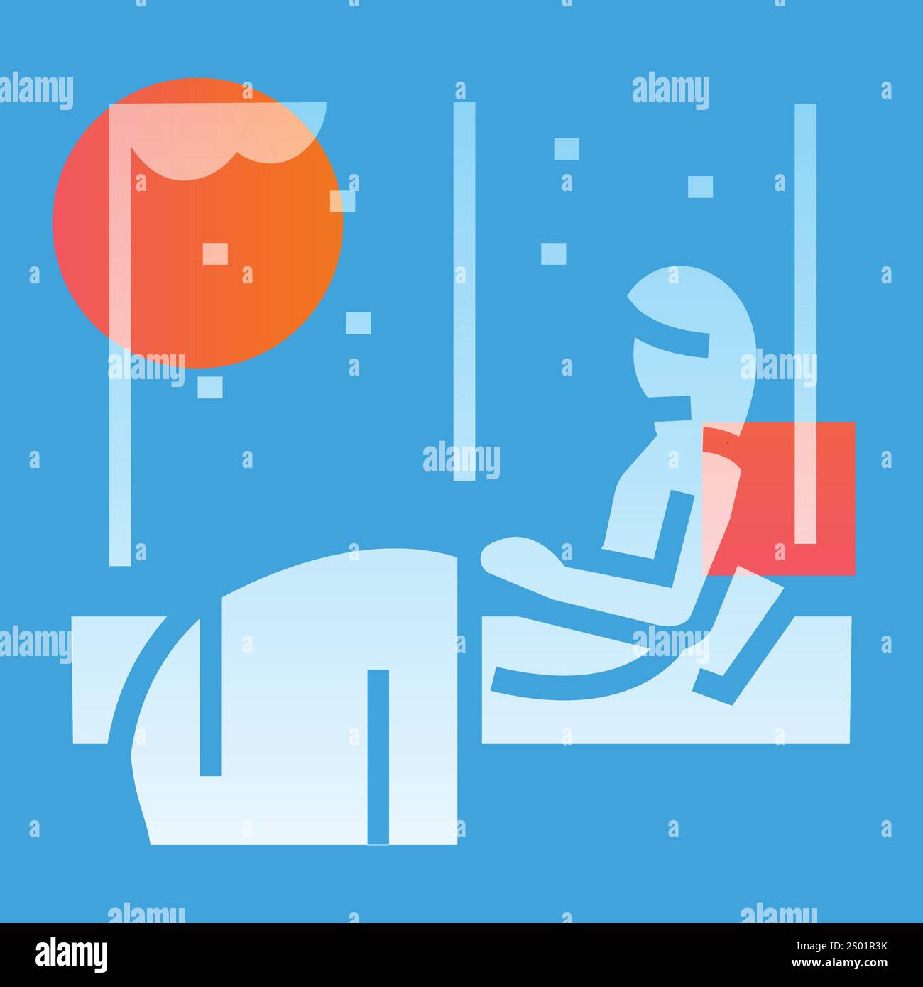 Das Mädchen sitzt am Fenster in der winterlichen schwarzen Ikone. Signieren Sie für Webseite, mobile App, Schaltfläche, Logo. Schaltfläche Vektorisoliert. Bearbeitbare Kontur. Stock Vektor