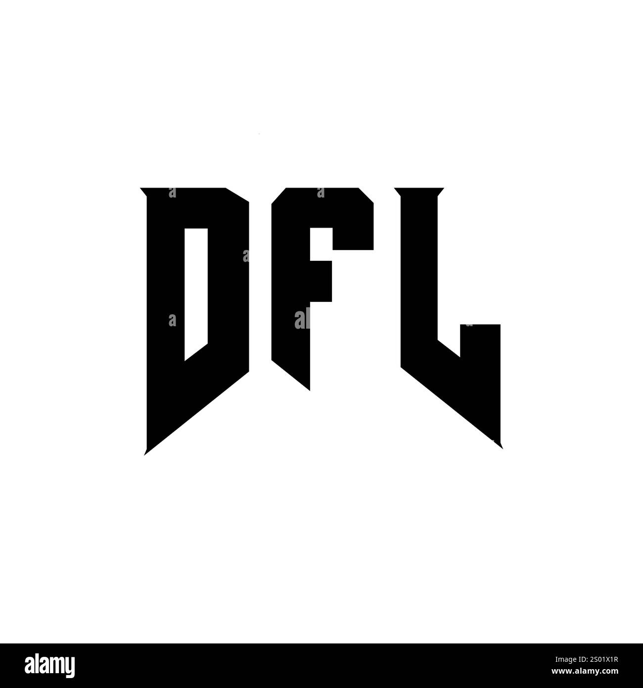DFL-Letter-Logo für Technologieunternehmen. DFL-Logo-Design in Schwarz-weiß-Farbkombination. DFL-Logo, DFL-Vektor, DFL-Design, DFL-Symbol, DFL-Alph Stock Vektor
