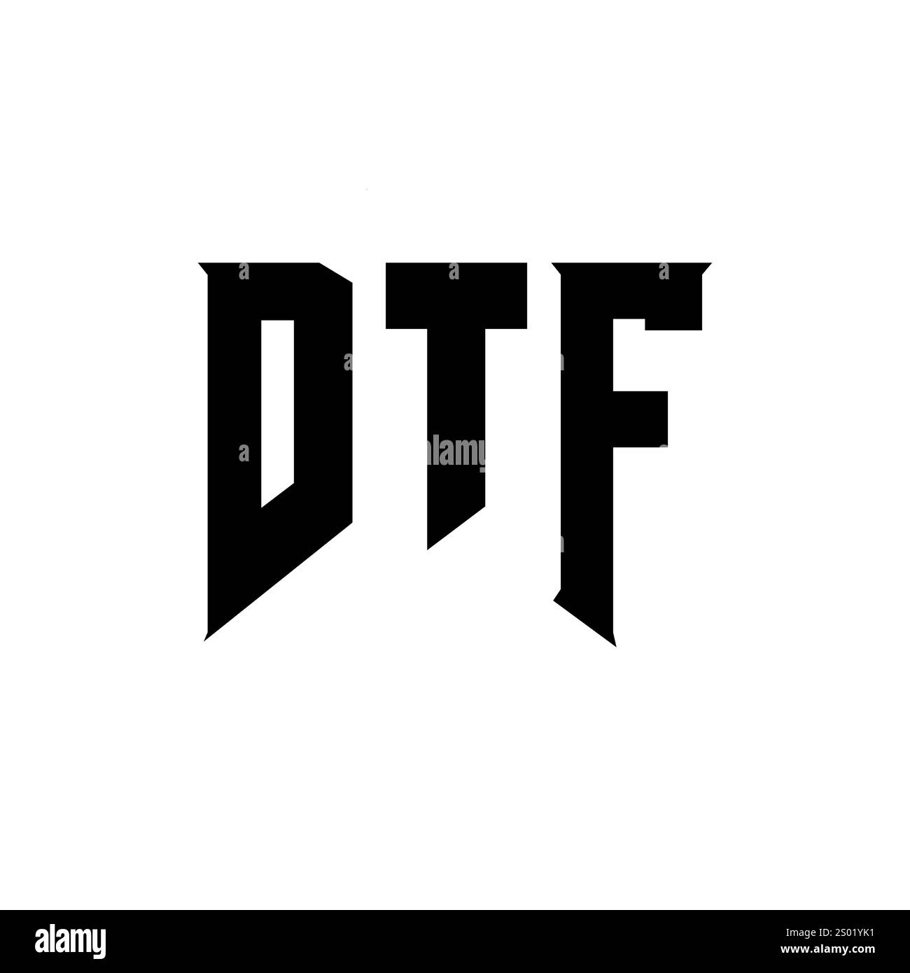 DTF-Letter-Logo für Technologieunternehmen. DTF-Logodesign in Schwarz-weiß-Farbkombination. DTF-Logo, DTF-Vektor, DTF-Design, DTF-Symbol, DTF-Alph Stock Vektor