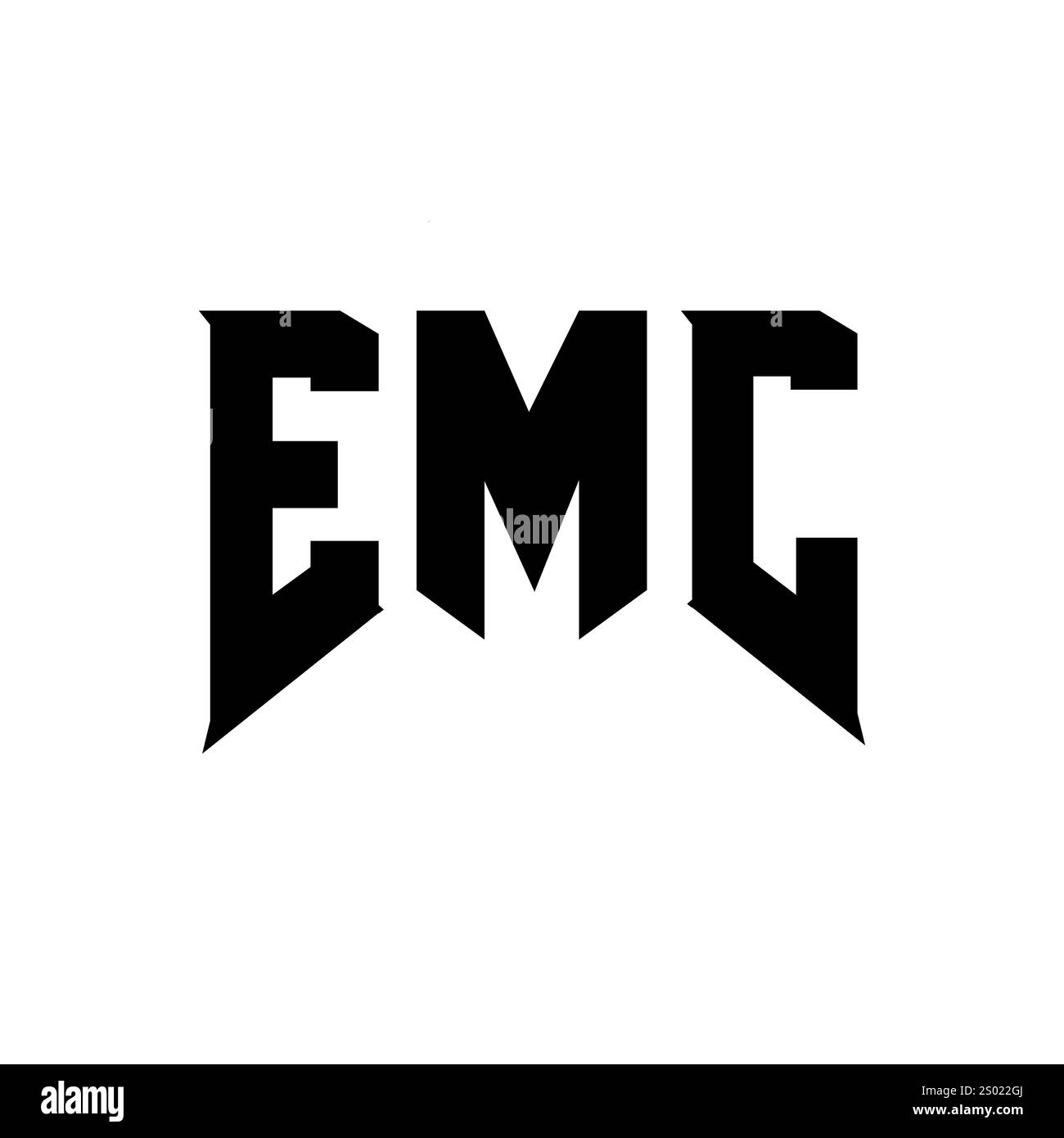 EMC Letter-Logo für Technologieunternehmen. Schwarz-weiße Farbkombination mit EMC Logo. EMC-Logo, EMV-Vektor, EMV-Design, EMV-Symbol, EMV-Alph Stock Vektor