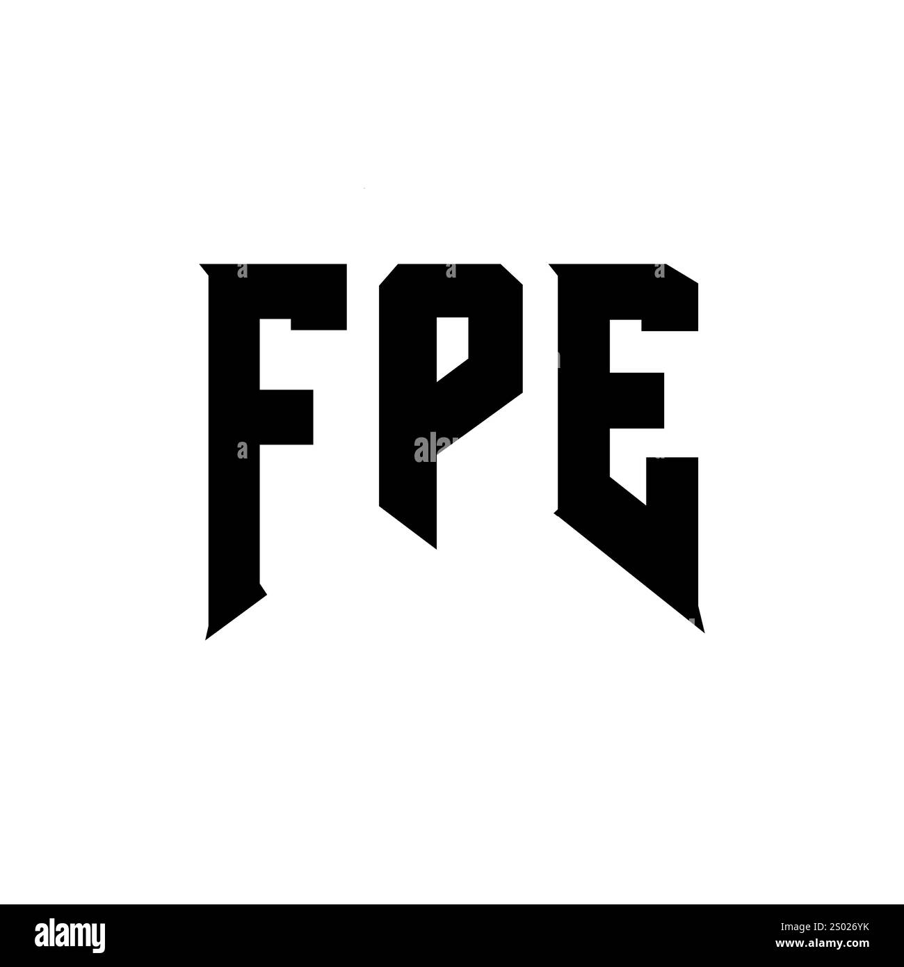 FPE-Letter-Logo für Technologieunternehmen. FPE-Logo-Design in Schwarz-weiß-Farbkombination. FPE-Logo, FPE-Vektor, FPE-Design, FPE-Symbol, FPE-Alph Stock Vektor