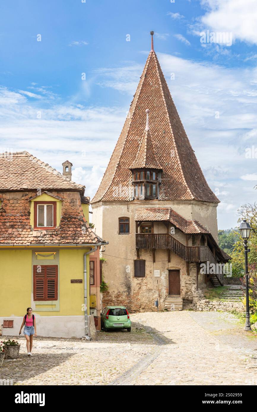 SIGHISOARA (RUMÄNIEN) - das historische Zentrum von Sighișoara, ein UNESCO-Weltkulturerbe in Siebenbürgen, Rumänien, ist ein atemberaubendes mittelalterliches Juwel. Stockfoto