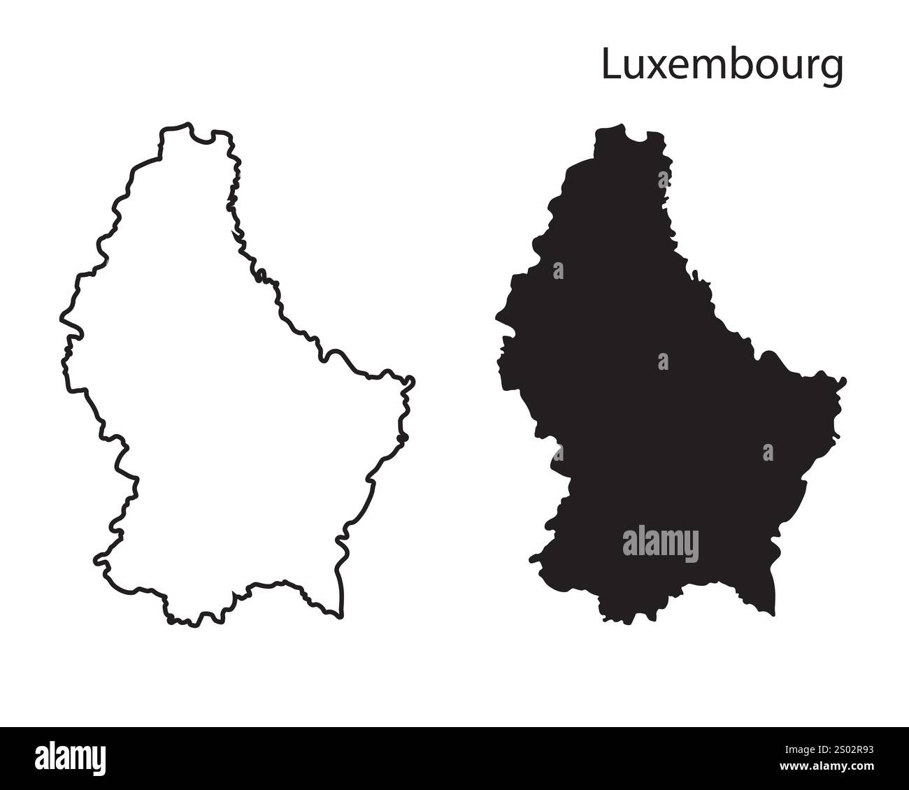 Luxemburg Karte Vektor Illustration, Luxemburg Karte Silhouette, Luxemburg Land, Schwarz-weiß Luxemburg Karte Stock Vektor