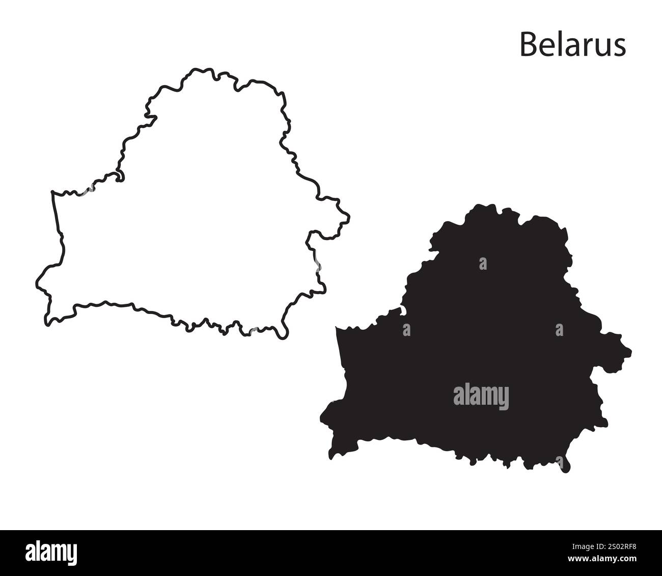 Weißrussland Karte Vektor Illustration, Weißrussland Karte Silhouette, Weißrussland Land, Schwarz-weiß Weißrussland Karte Stock Vektor