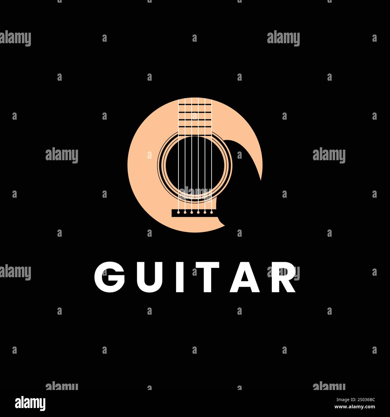 Logo-Design mit Akustikzeichen für Gitarre Stock Vektor