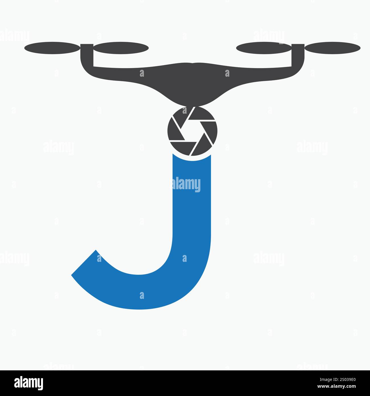 Anfangsbuchstabe J Drohne Logo. Vorlage Für Logo-Vektorzeichen Der Drohnentechnologie Stock Vektor