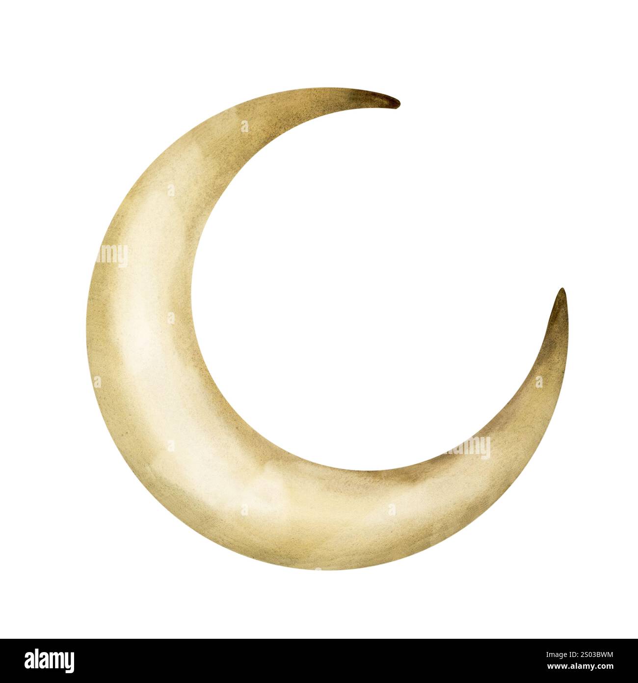 Halbmond. Aquarell Hand gezeichnete Illustration isoliert auf weißem Hintergrund für Kinderzimmer Kinder Baby Kinder Design, Ramadan Kareem Design, Eid Al Fi Stockfoto