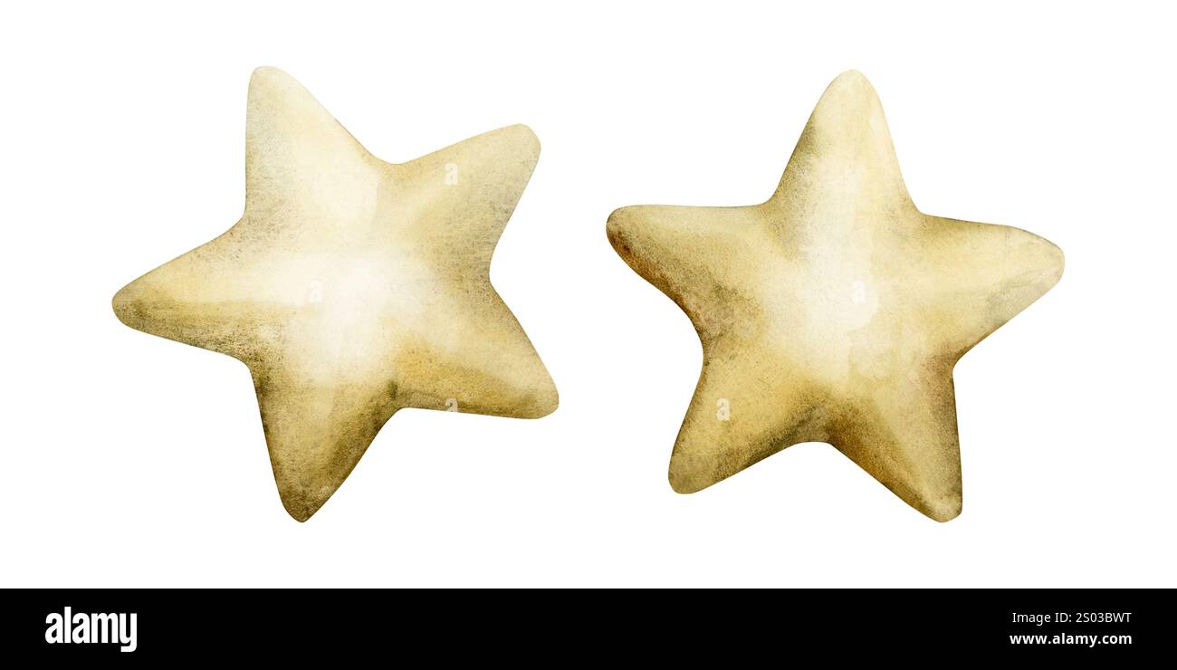 Niedliche Sterne. Aquarell Hand gezeichnete Illustration isoliert auf weißem Hintergrund für Kinderzimmer Kinder Baby Kinder Design, Ramadan Kareem Design, Eid Al Fitr, Stockfoto