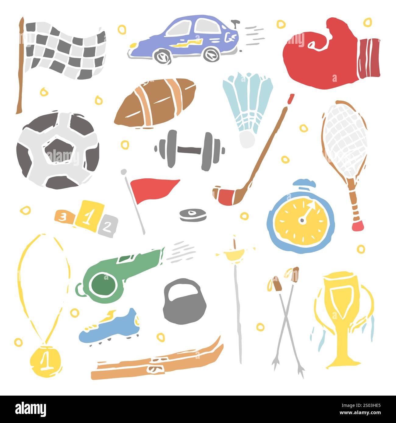 Vektor-Sport-Symbole. Kritzelsport-Hintergrund Stockfoto