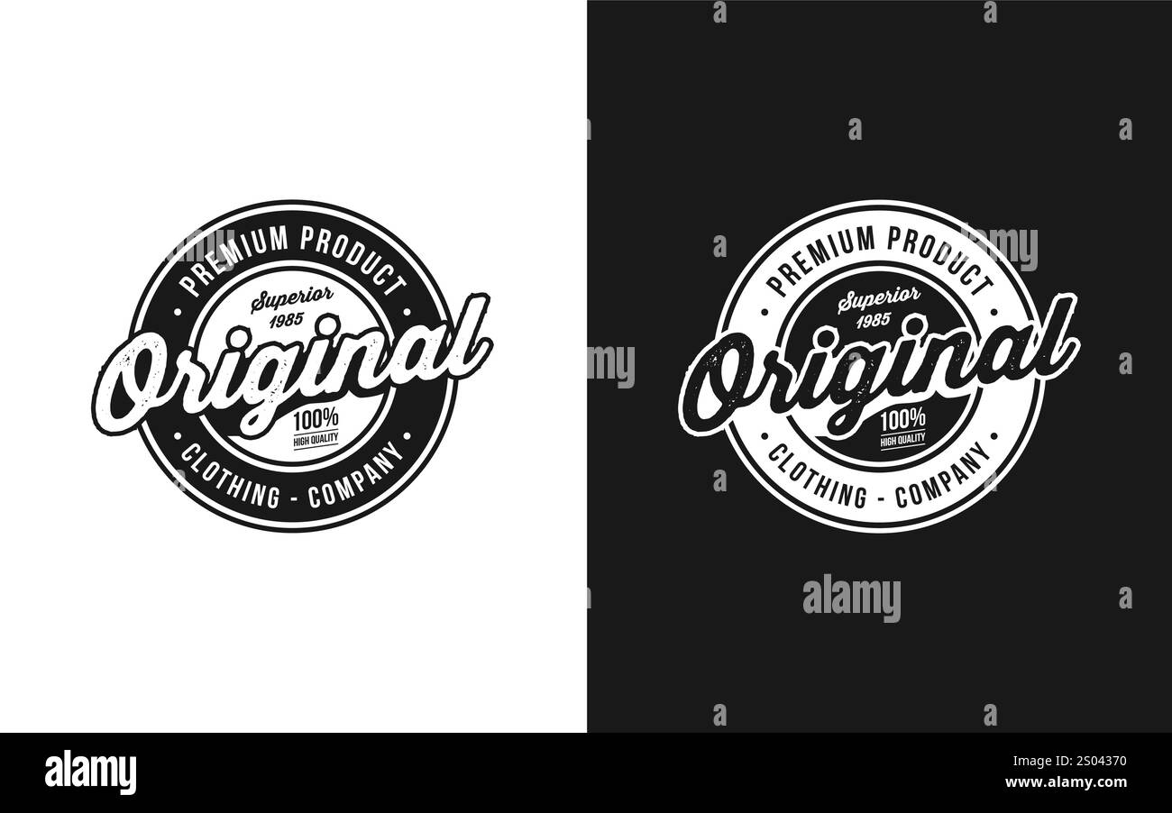 Original-Produktlogo. Stempeletikett kreisförmige runde Designvorlage Stock Vektor