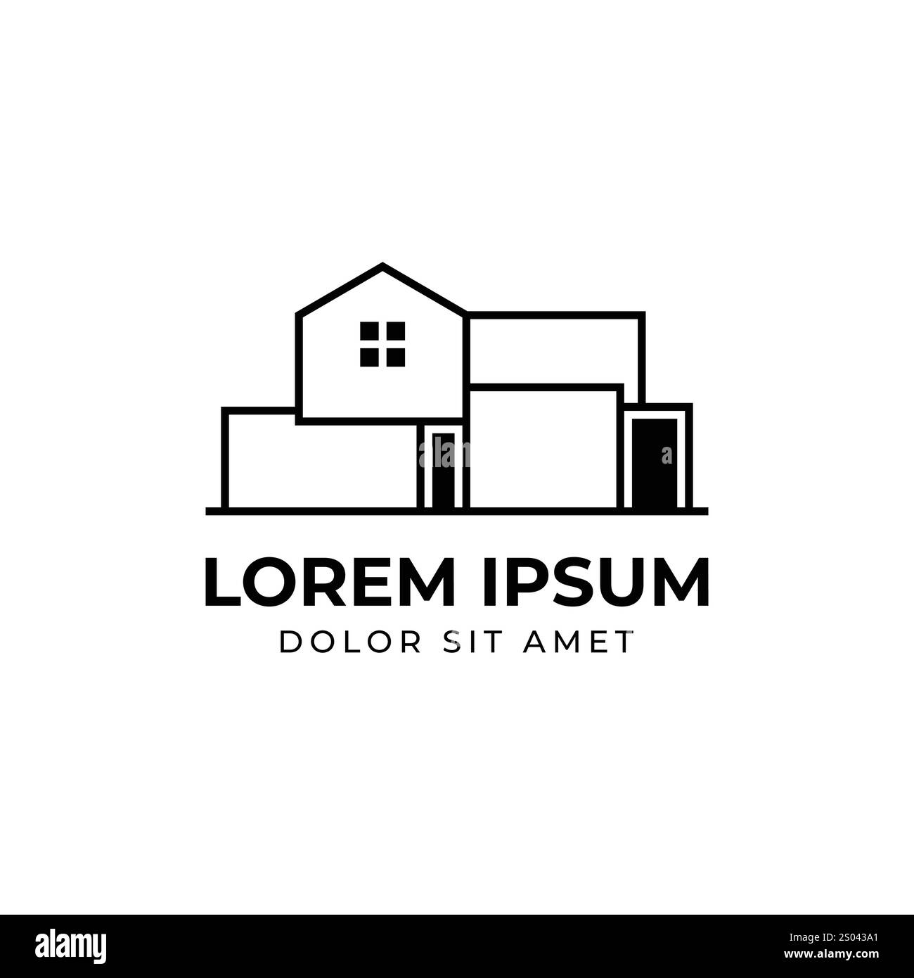 Haus / Haus Architekt Hypothek Logo Vektor Icon Illustration Linie Umriss Monoline Design Stock Vektor