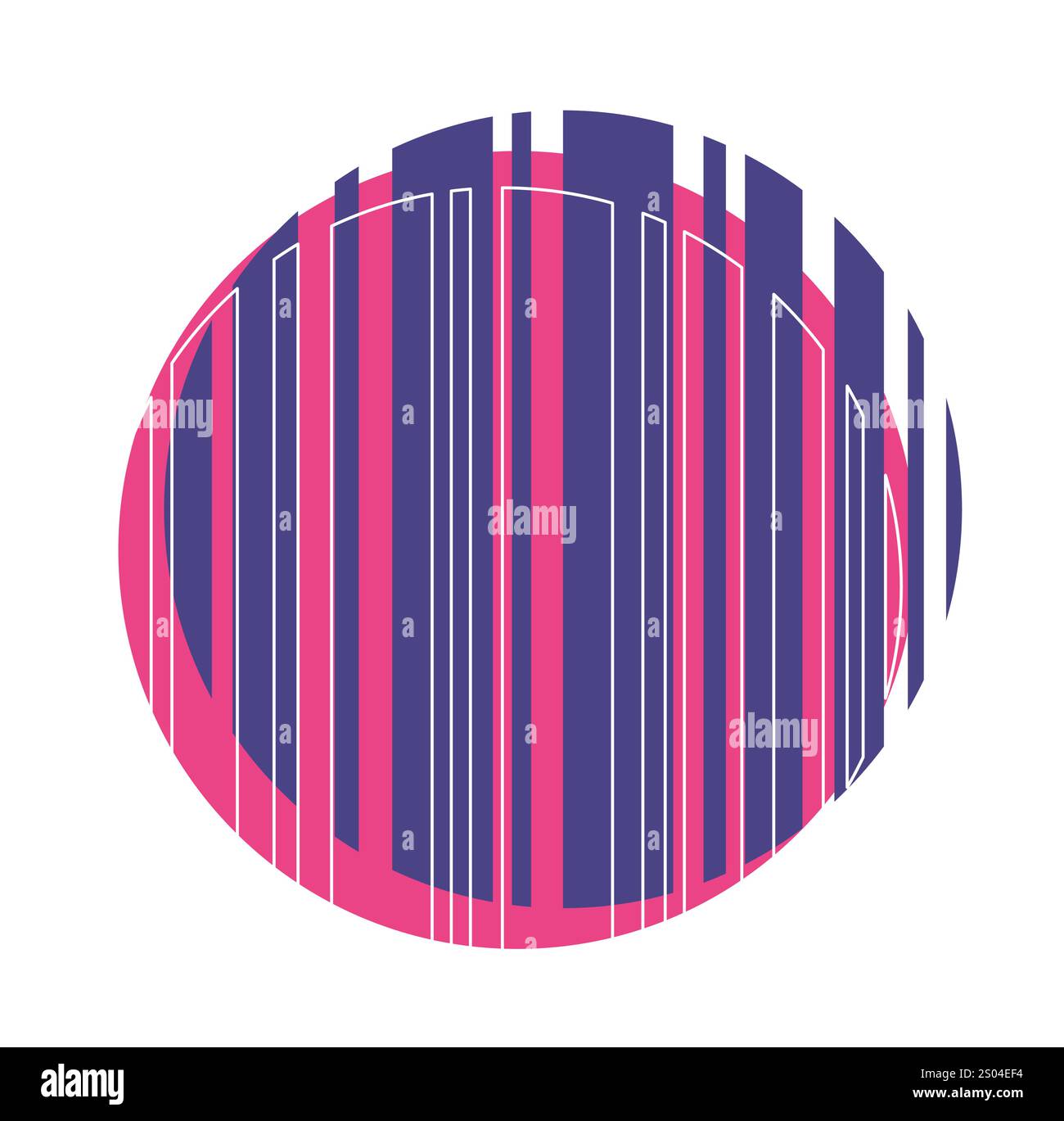 Pop-Muster. Rot-blau gestreifte Muster und Ornamente. Psychedelische und funky Style-Abzeichen. Rundes Etikett oder Etikett. Illustration des flachen Vektors Stock Vektor