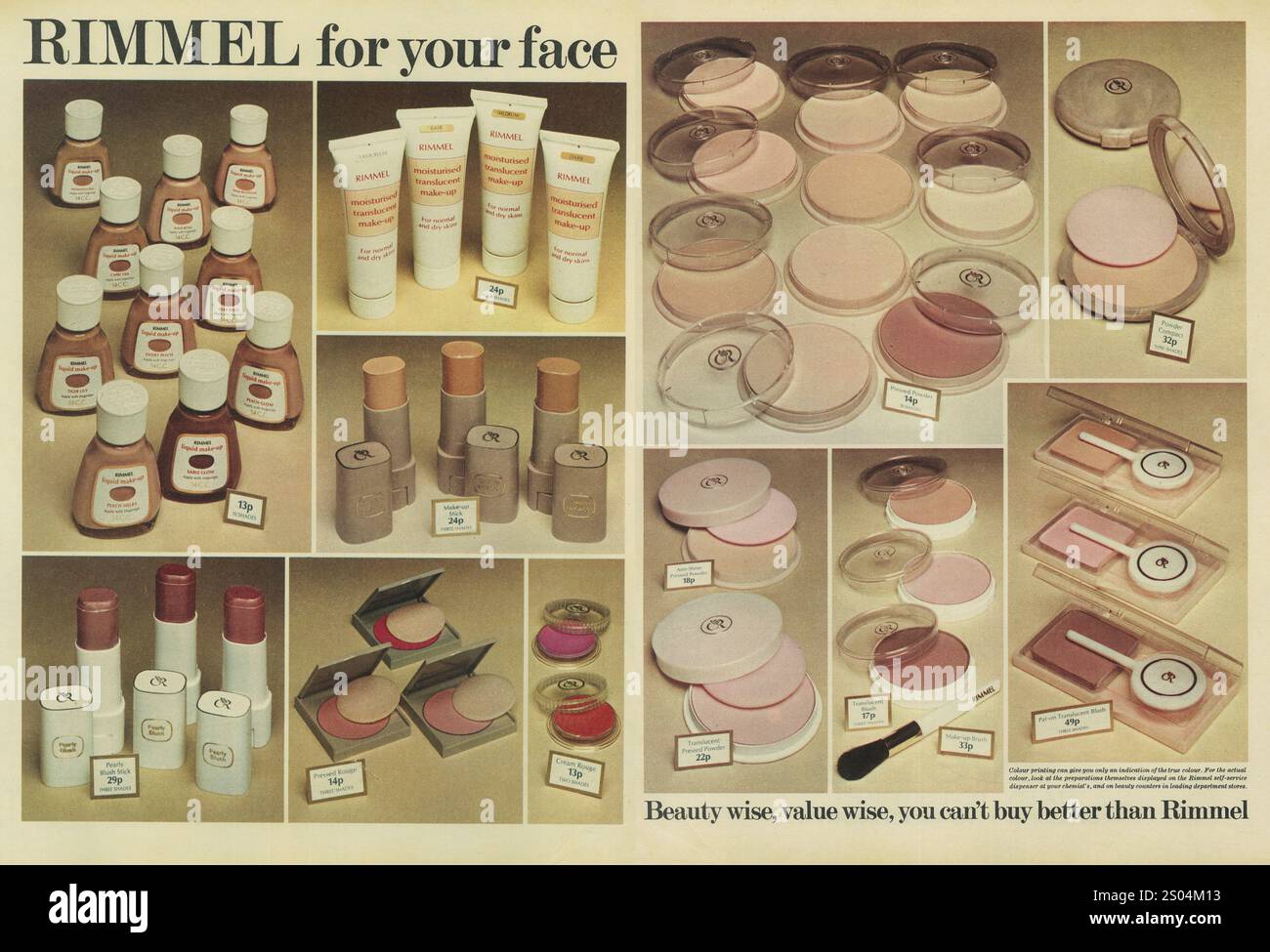 1973 UK Rimmel Gesicht Make-up Werbespot Stockfoto