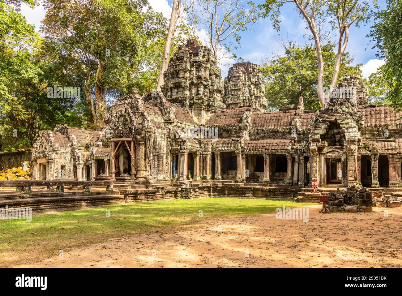 Der antike Ta Prohm Tempel, versteckt im kambodschanischen Dschungel, Angkor VAT, Siem Reap, Kambodscha Stockfoto