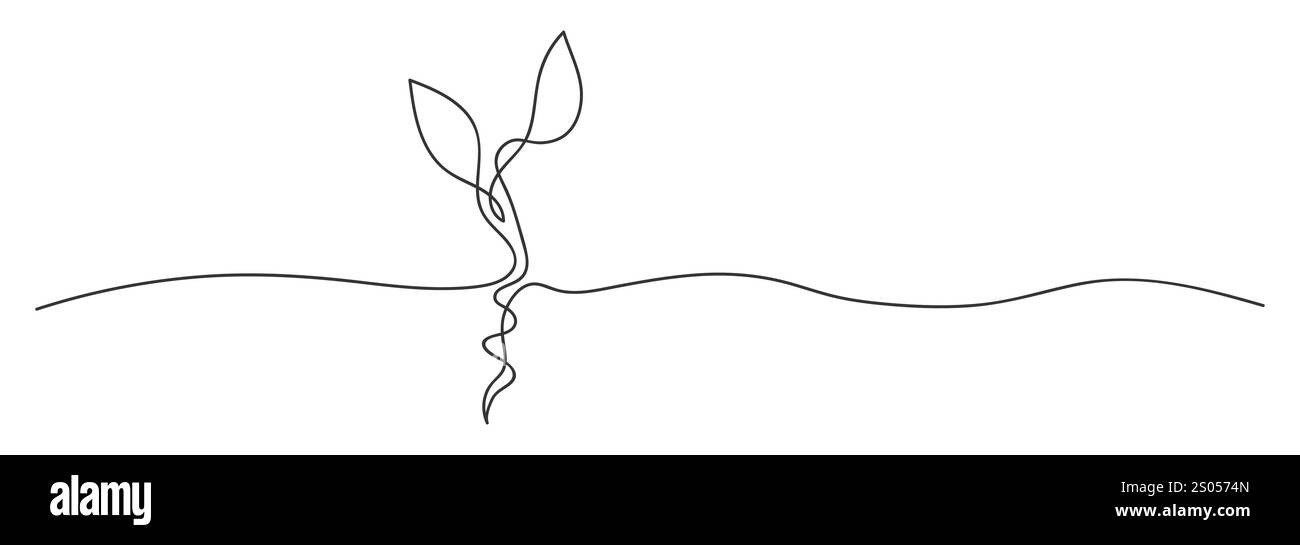 Animation einer einzeiligen Zeichnung einer wachsenden Prospekt- und Pflanzenzweige Stock Vektor