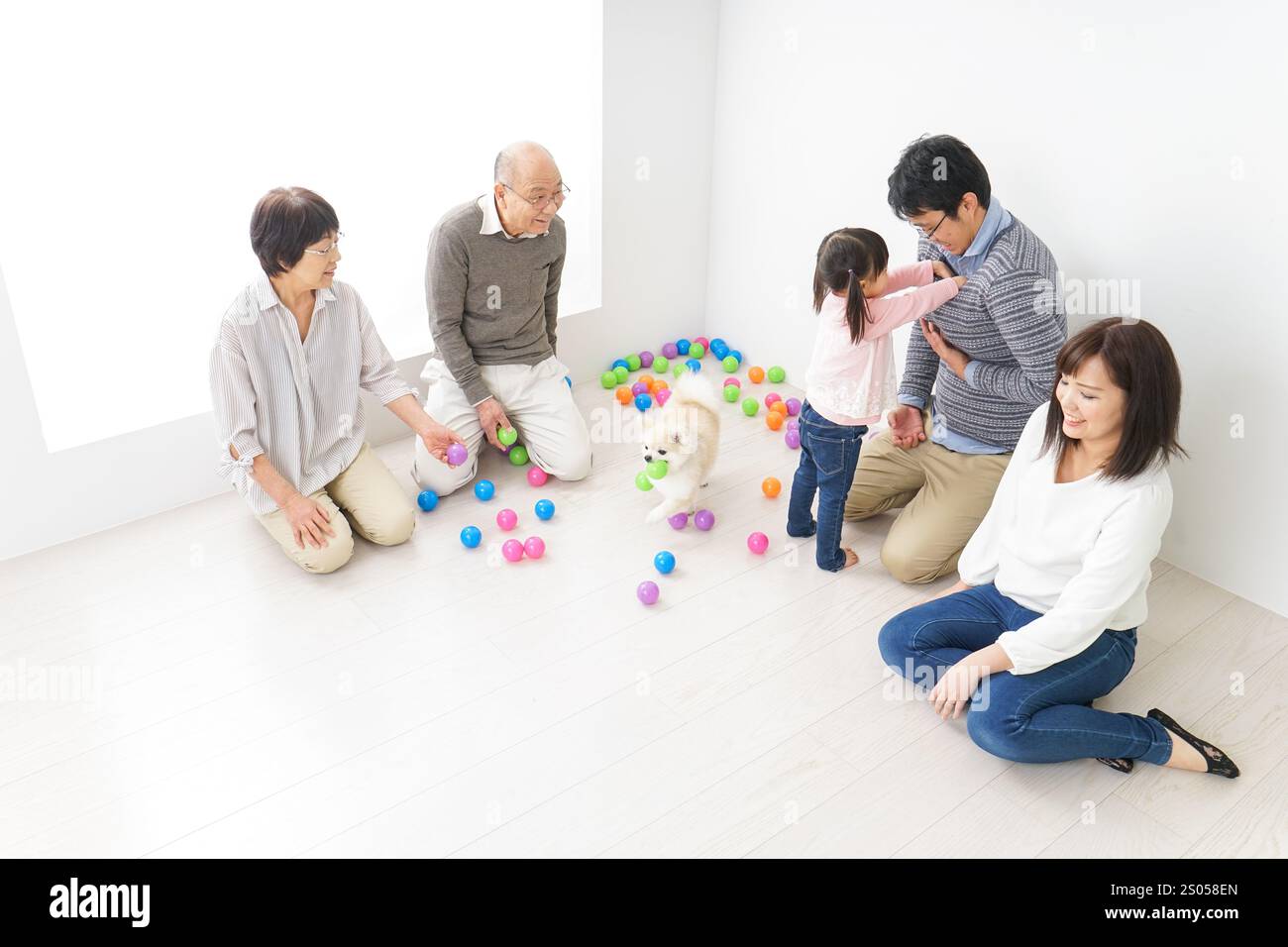Familien, die gut miteinander umgehen Stockfoto