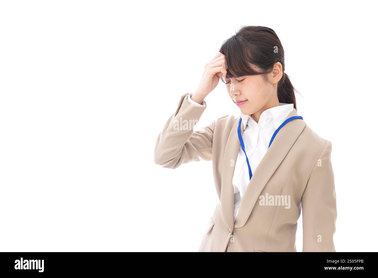 Geschäftsfrau, Kopfschmerzen Stockfoto