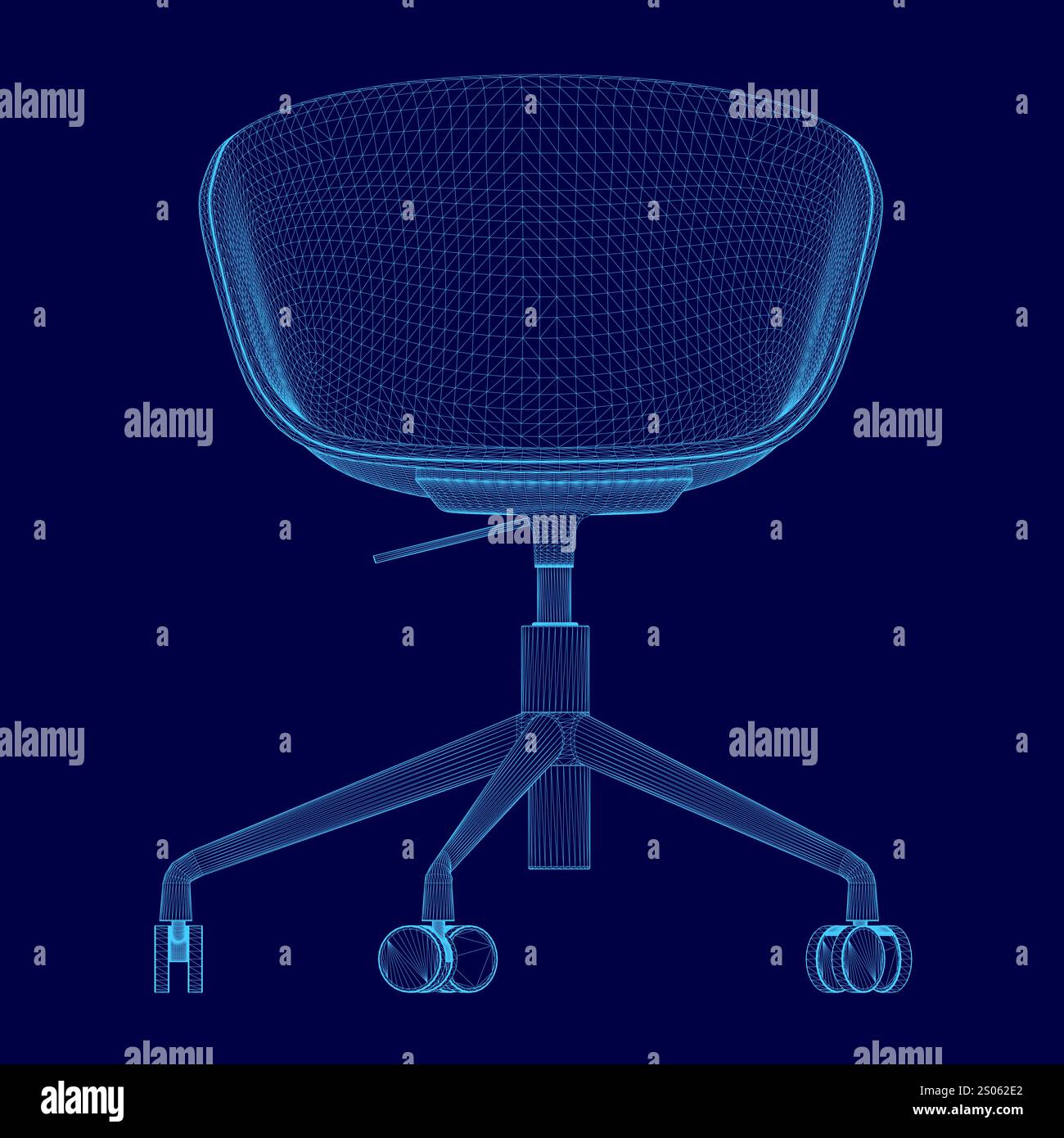 Der Stuhl ist in Blau-weiß-Farbtönen dargestellt. Der Stuhl ist ein modernes, elegantes Möbelstück. Der Stuhl ist aus Holz und hat Fou Stock Vektor