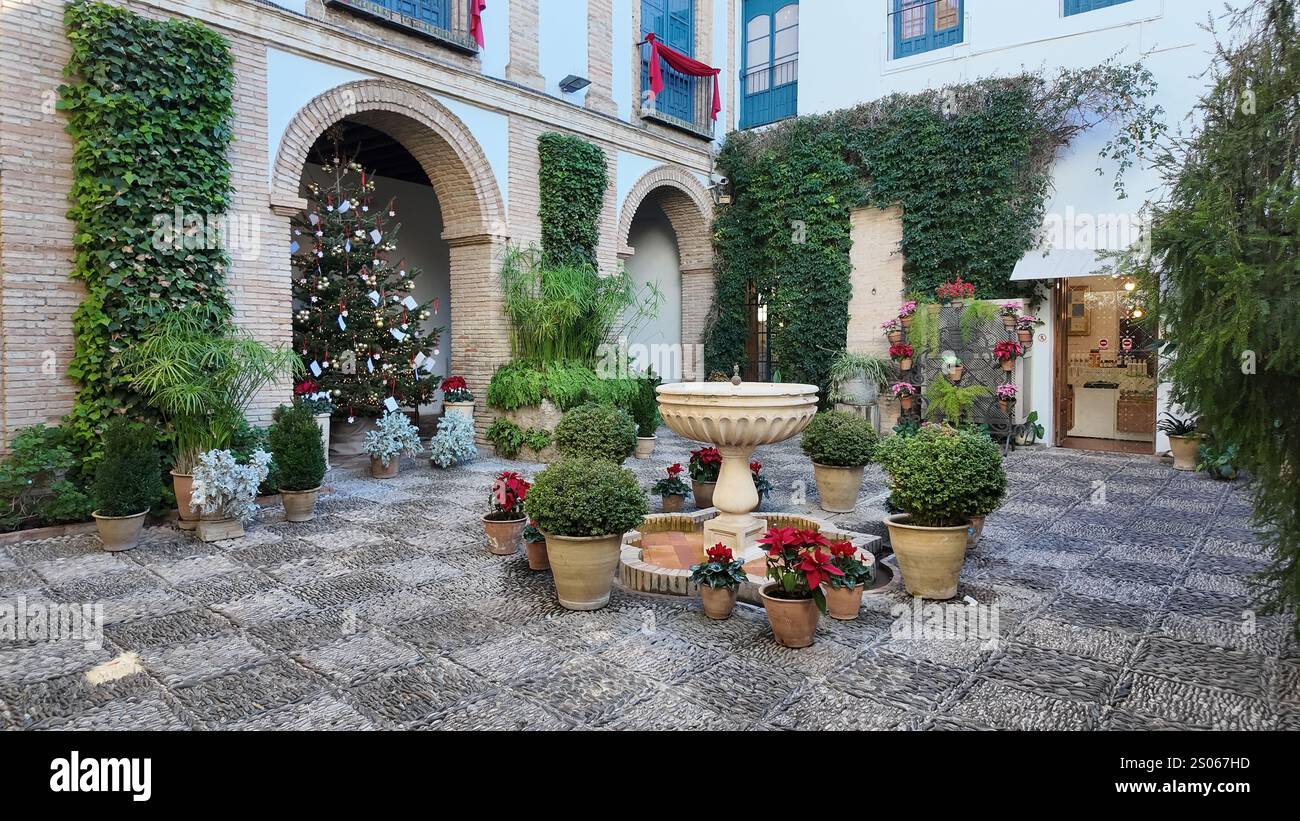 Palacio de Viana in Córdoba: Architektonische Stile und üppige Gärten mit miteinander verbundenen Innenhöfen Stockfoto