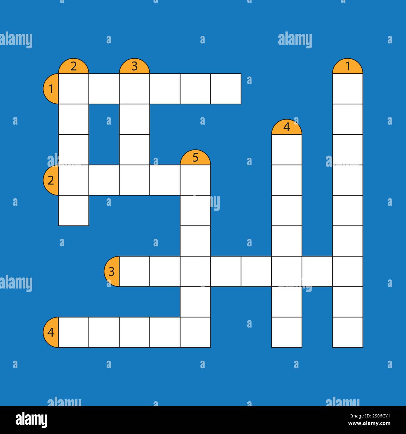 Leere Kreuzworträtsel-Illustration. Kreuzworträtsel-Symbol auf blauem Hintergrund. Flaches Design. Vektor Stock Vektor