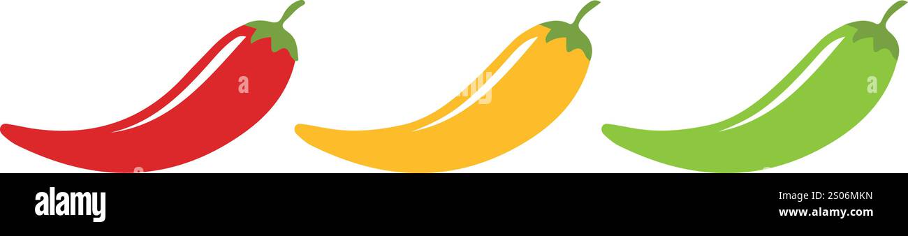 Vektor Bunte Pfeffer Set Zeichnungen Stock Vektor