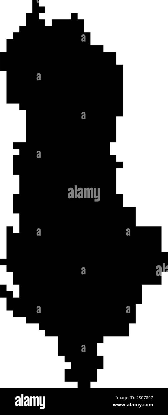 Gepixelte Weltkartensymbole im 8-Bit-Stil mit über 190 Ländern. Perfekt für digitale Kunst, Bildungsprojekte und thematische Designs. Stock Vektor