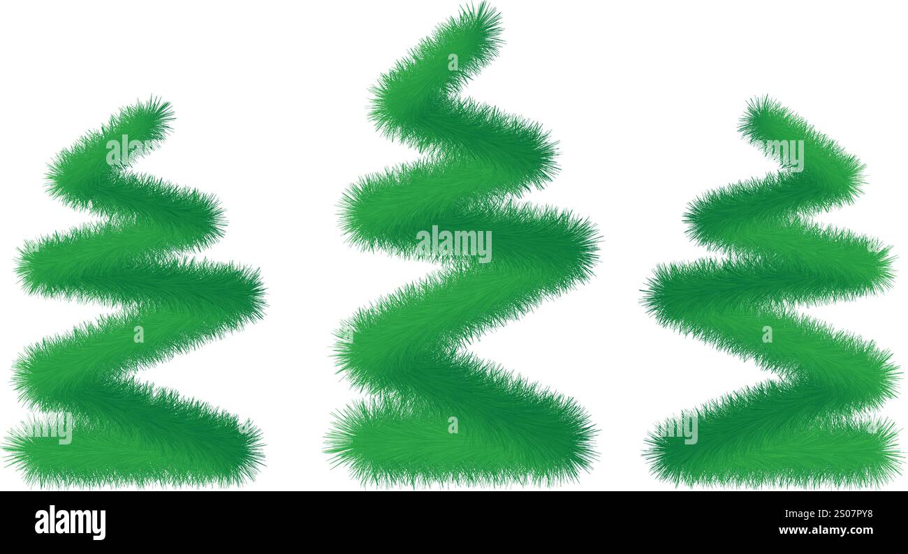 Grüne drei Bäume Set-Bündel Stock Vektor