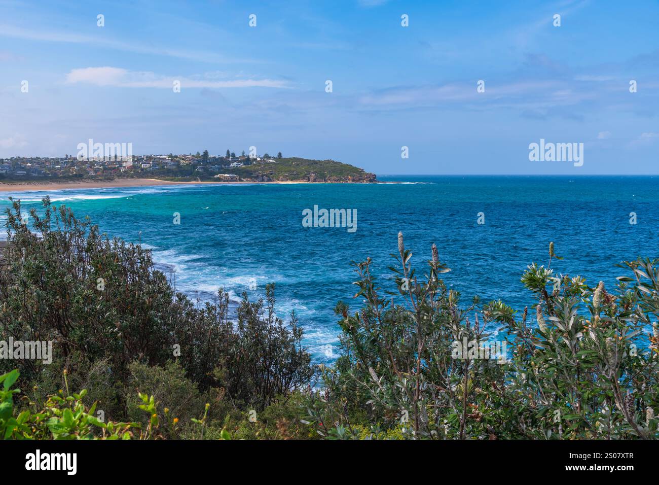 Malerische Aussicht auf das Meer bei Curl Curl in den nördlichen Vororten von Sydney und ist Teil der Northern Beaches Region Stockfoto