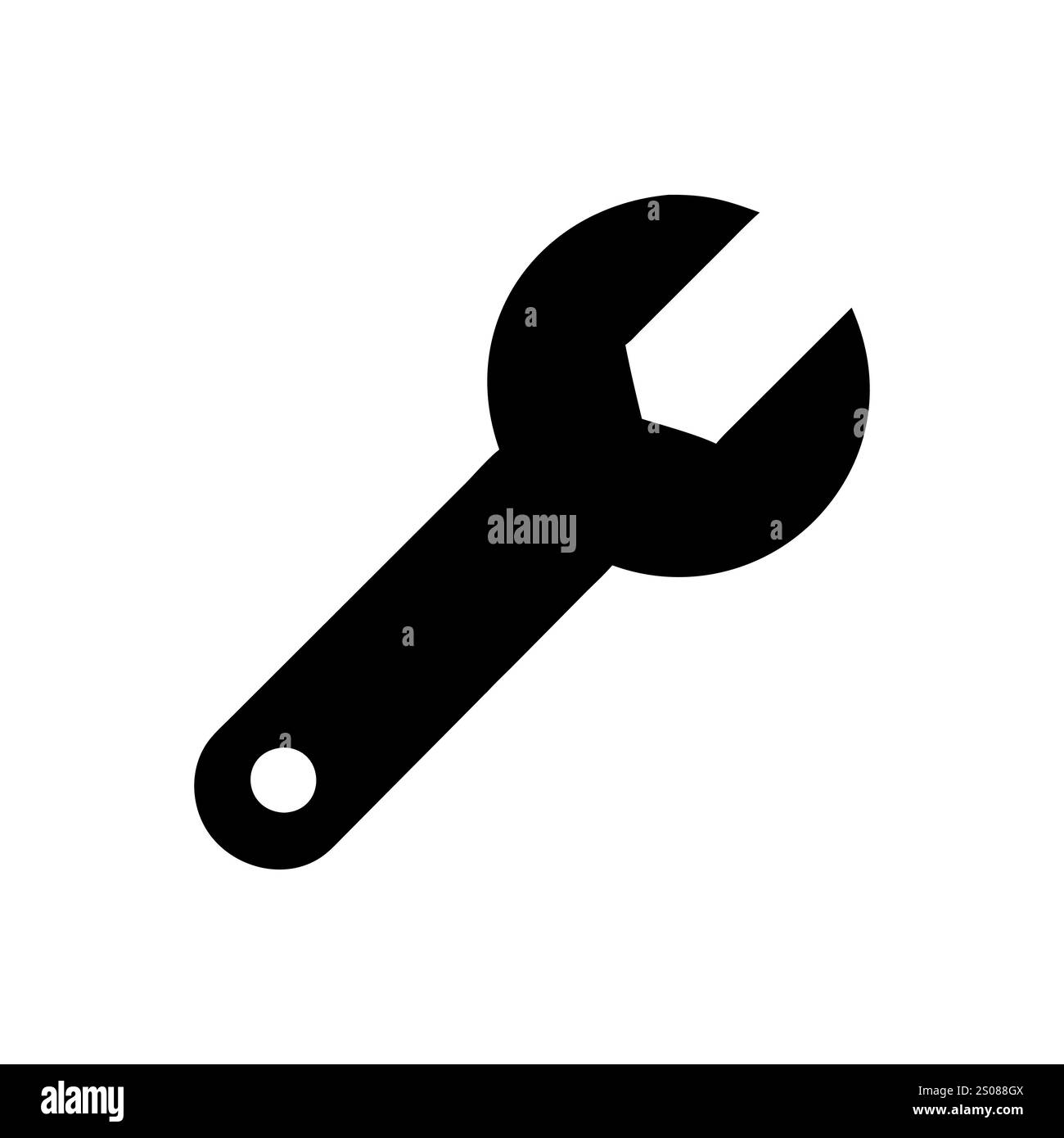 Schlüsselsymbol, Logo, einfaches Symbol für schwarzen Schraubenschlüssel für Reparatur und Wartung. Stock Vektor