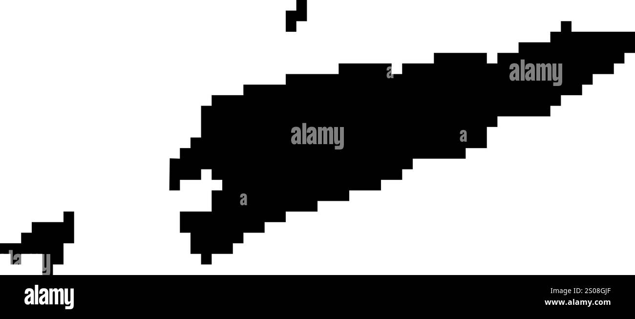 Gepixelte Weltkartensymbole im 8-Bit-Stil mit über 190 Ländern. Perfekt für digitale Kunst, Bildungsprojekte und thematische Designs. Stock Vektor