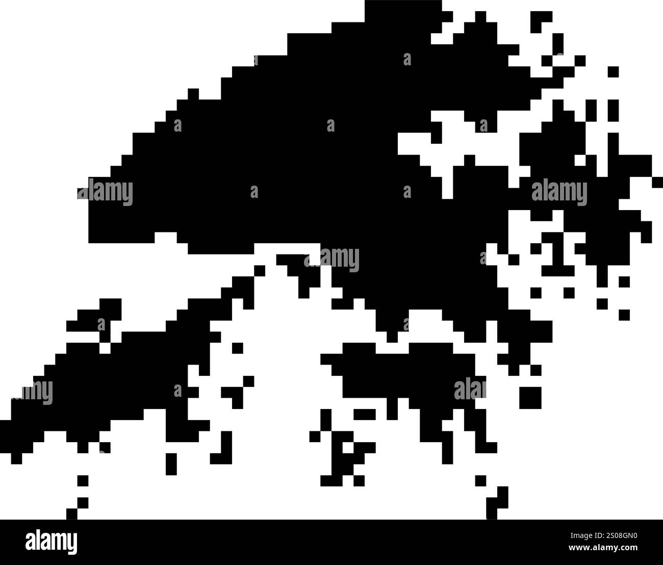 Gepixelte Weltkartensymbole im 8-Bit-Stil mit über 190 Ländern. Perfekt für digitale Kunst, Bildungsprojekte und thematische Designs. Stock Vektor