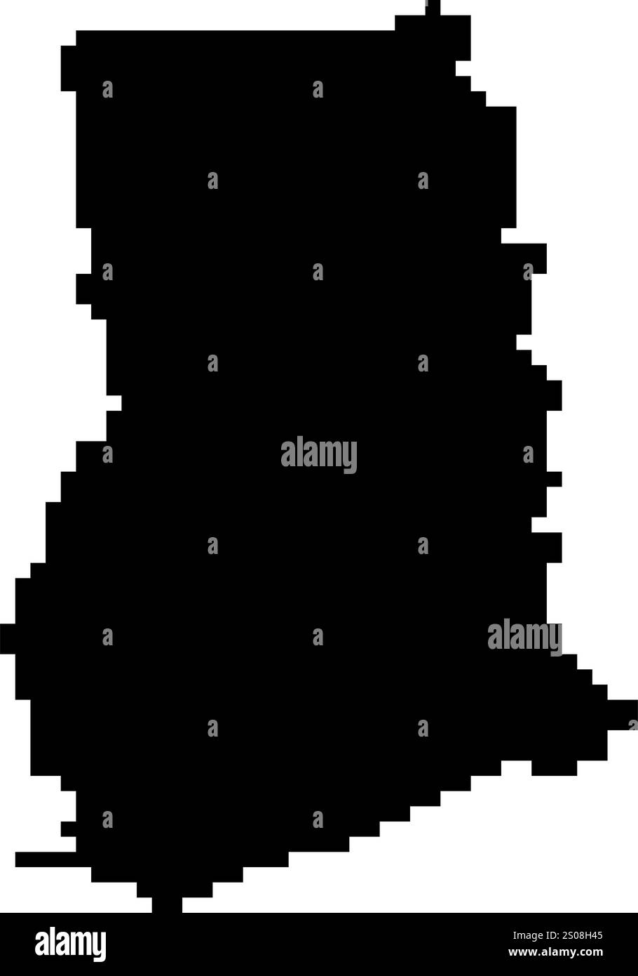 Gepixelte Weltkartensymbole im 8-Bit-Stil mit über 190 Ländern. Perfekt für digitale Kunst, Bildungsprojekte und thematische Designs. Stock Vektor