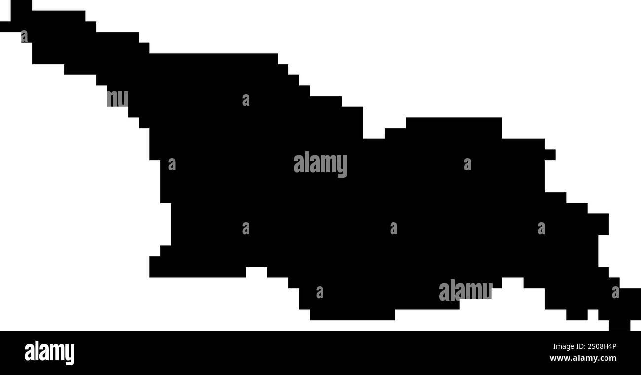 Gepixelte Weltkartensymbole im 8-Bit-Stil mit über 190 Ländern. Perfekt für digitale Kunst, Bildungsprojekte und thematische Designs. Stock Vektor