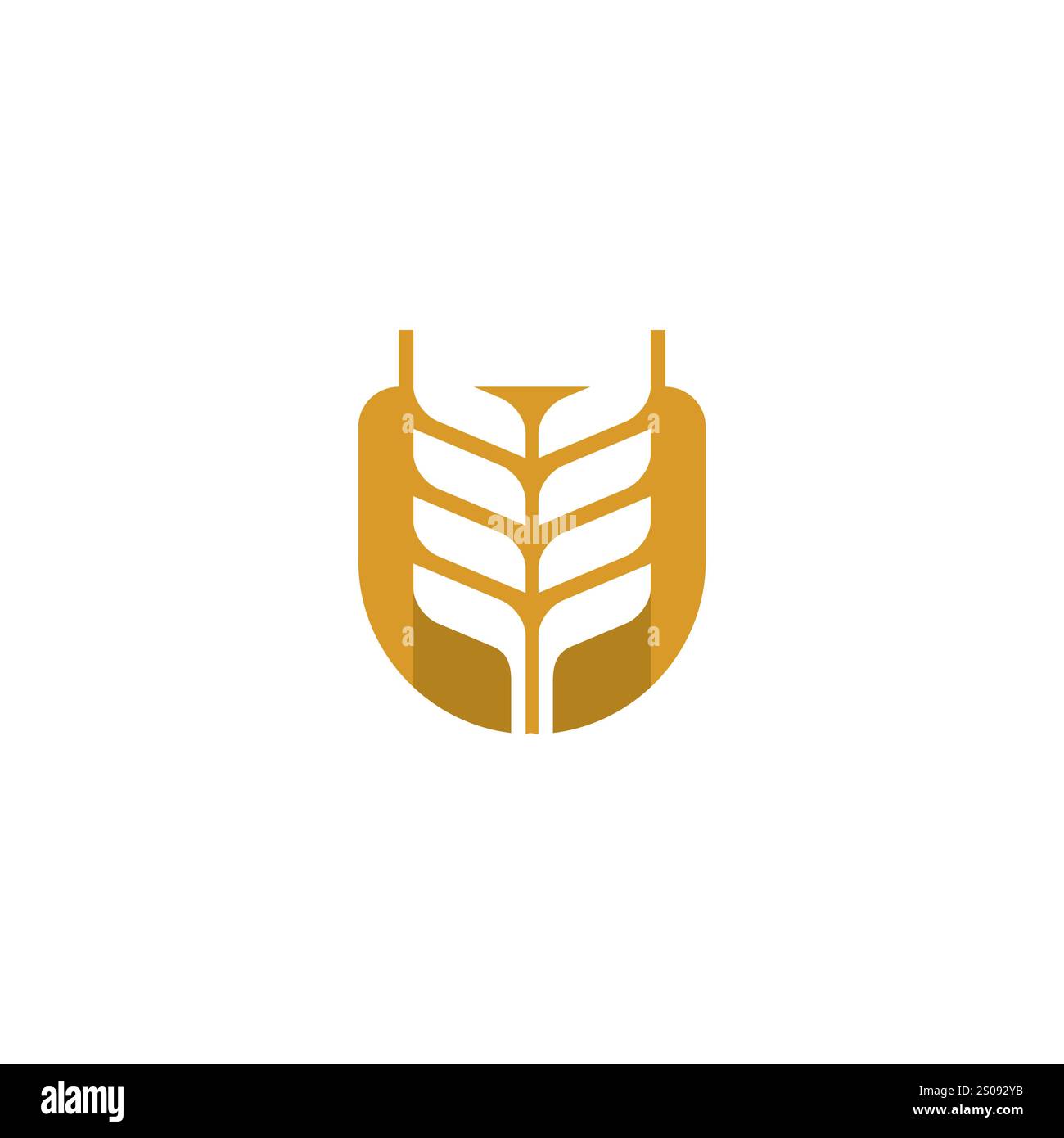 U Körnerweizen-Logo mit Buchstabe. Reislogo Entwirft Vektor-Illustration Vorlage Stock Vektor
