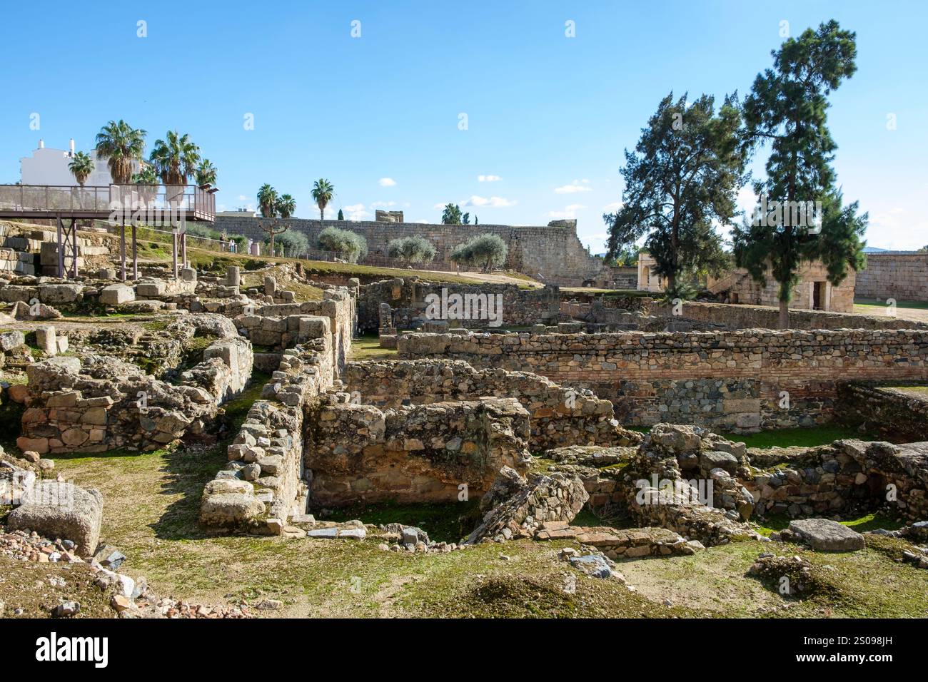 Römische und westgotische Ruinen in der Alcazaba de Merida, Spanien Stockfoto