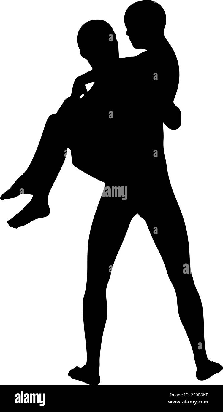 Silhouetten eines umhüllenden Paares, das Wärme, Liebe und Einheit in stilvoller und eleganter Form darstellt. Ideal für romantische und Beziehungsthemen Stock Vektor