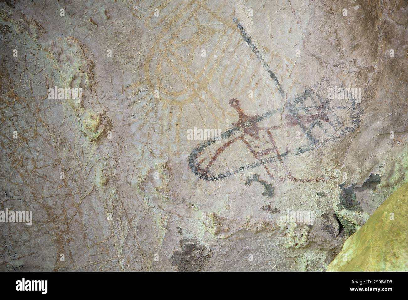 Prähistorische Gemälde auf dem Stein der Höhlenmauer Stockfoto