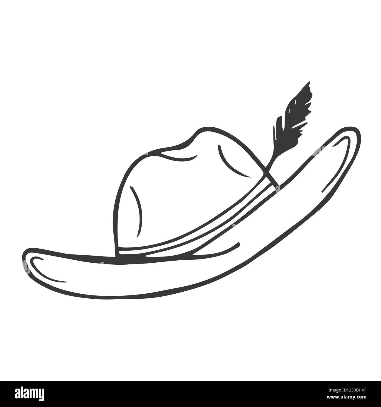 Cowboyhut oder Fedora im Vektor im Kritzelstil Stock Vektor